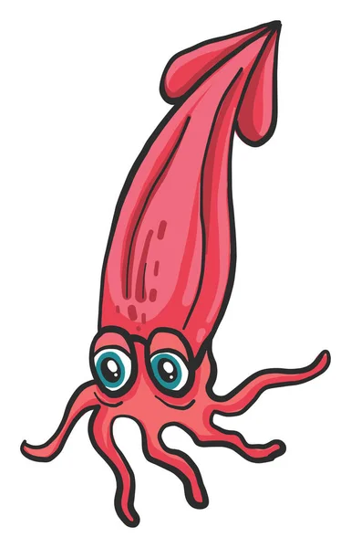 Sad Squid Illustration Vector White Background — Stock Vector