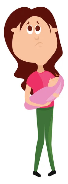 Mulher Segurando Bebê Ilustração Vetor Fundo Branco — Vetor de Stock