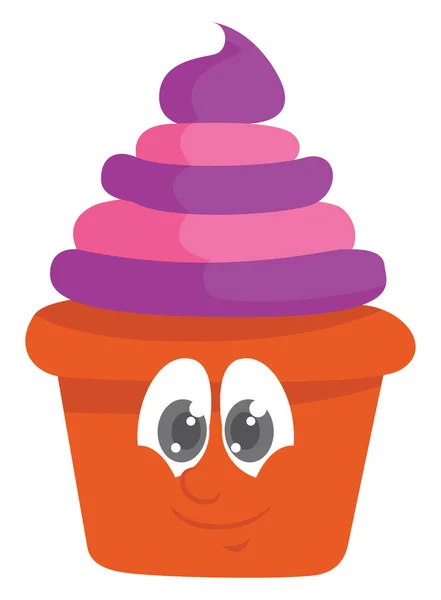 Lächelnder Cupcake Illustration Vektor Auf Weißem Hintergrund — Stockvektor