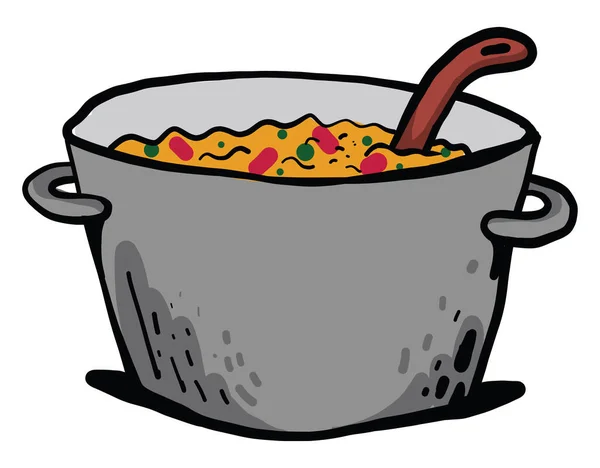 鍋のスープ イラスト 白い背景のベクトル — ストックベクタ