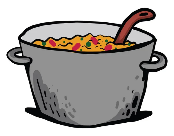 Soupe Dans Casserole Illustration Vecteur Sur Fond Blanc — Image vectorielle