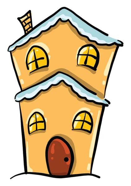 Casa Amarela Alta Ilustração Vetor Sobre Fundo Branco —  Vetores de Stock