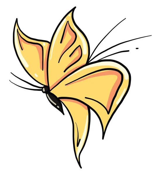 Żółty Motyl Ilustracja Wektor Białym Tle — Wektor stockowy