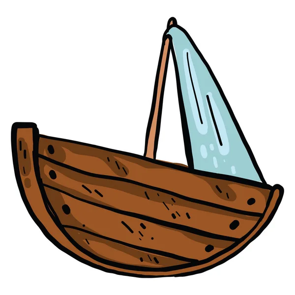 Деревянный Корабль Иллюстрация Вектор Белом Фоне — стоковый вектор