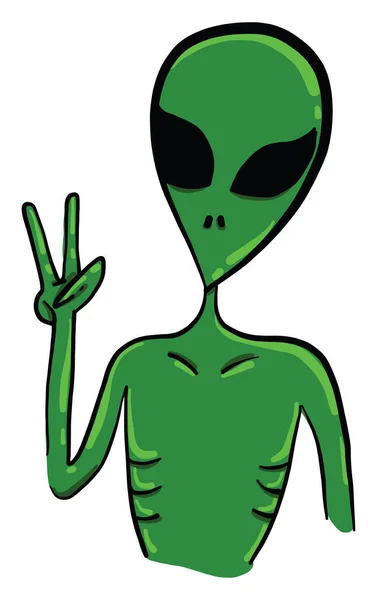 Extraterrestre Verde Ilustración Vector Sobre Fondo Blanco — Vector de stock
