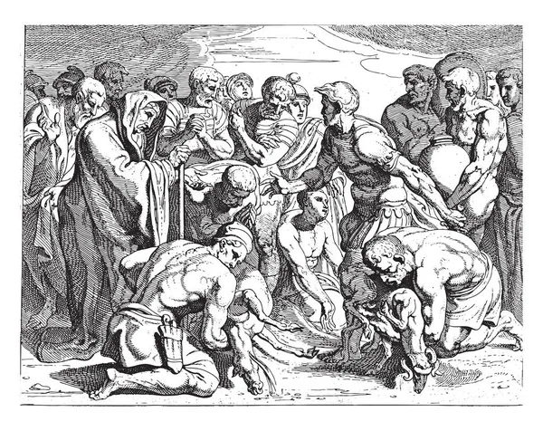 Sacrificio Bestias Negras Theodoor Van Thulden Después Francesco Primaticcio Después — Vector de stock