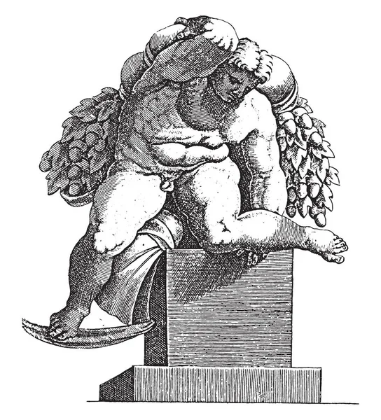 Адамо Скалторі Adamo Scultori Після Мікеланджело 1585 Сіяна Оголена Людина — стоковий вектор