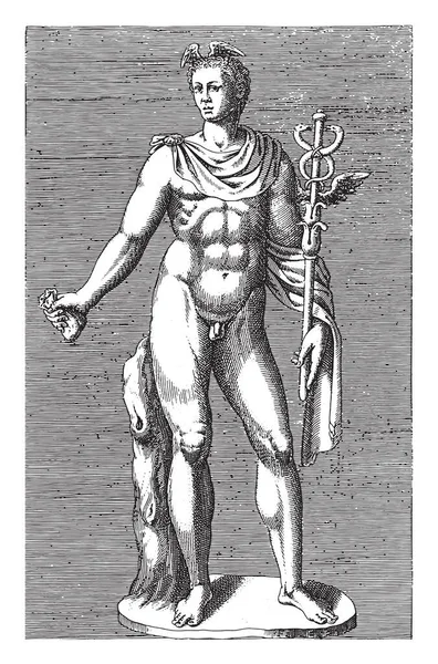 Sculpture Mercury Anonymous 1584 Vintage Engraving — Stock Vector