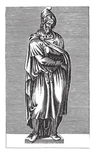 Rzeźba Barbarzyńskiego Więźnia Anonimowy 1584 Vintage Grawerowanie — Wektor stockowy