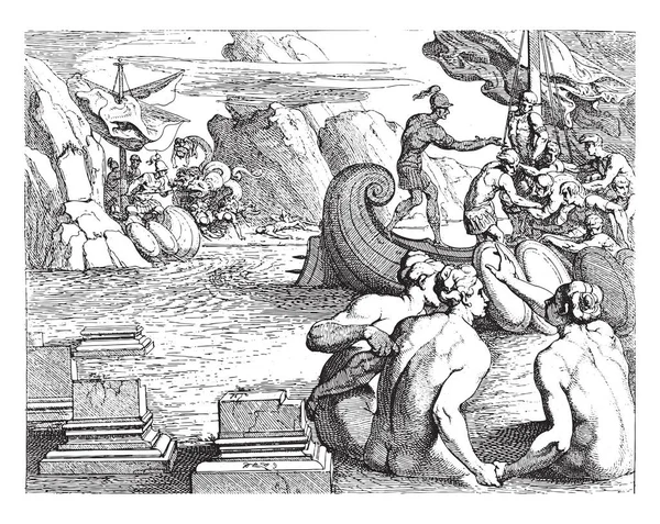 Odysseus Och Sirens Theodoor Van Thulden Efter Francesco Primaticcio Efter — Stock vektor