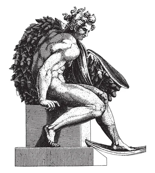 Адамо Скалторі Після Мікеланджело 1585 Року Сидячий Оголений Чоловік Звернув — стоковий вектор