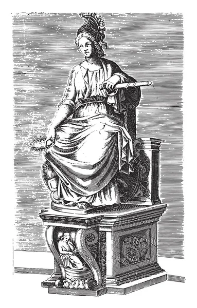 ローマ彫刻 1584年 ヴィンテージ彫刻 — ストックベクタ