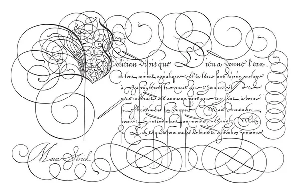 Exemple Écriture Avec Majuscule Hans Strick 1618 Exemple Écriture Français — Image vectorielle