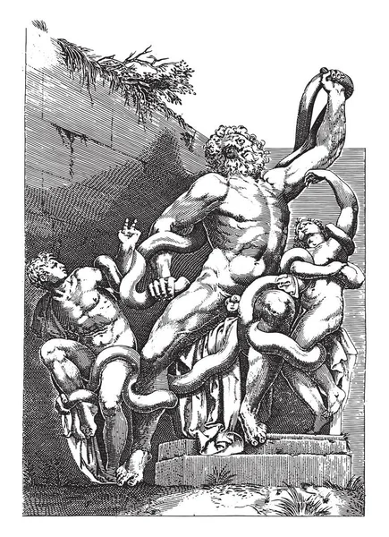 Laocoon Group Giovanni Battista Cavalieri 1584 Laocoons Skulpturgrupp Marmor Och — Stock vektor