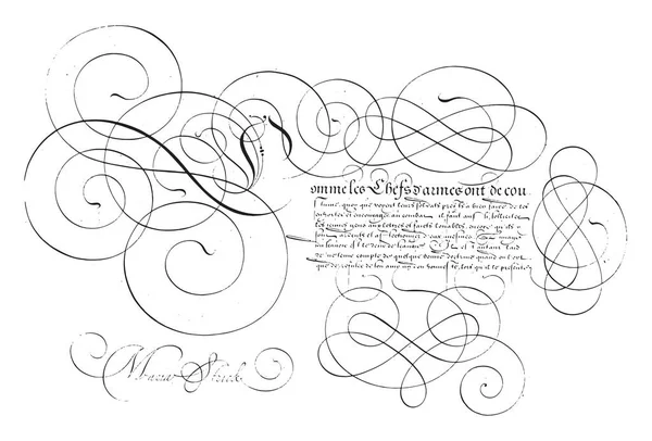 用大写字母C写例子 斯特里克 1618用大写字母C写例子 用八行文字 老式版画 — 图库矢量图片
