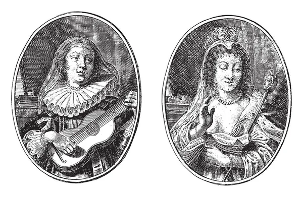 Melpomene Und Thalia Crispijn Van Passe 1640 — Stockvektor