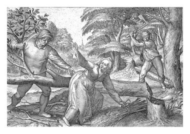 Ormanı keşfetmek için, erkekler ve kadınlar ağaçları kesip dalları bağlamakla meşguller. Bölgeyi tarım ve eski gravür için uygun hale getiriyorlar..