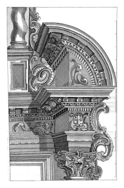 Johann Christoph Feinlein, 1630 - 1685 Kırık soylu bir dizginin parçası. Sol üstte bir kolon var. Kenar mahalleli elementlerle, eski gravürlerle.