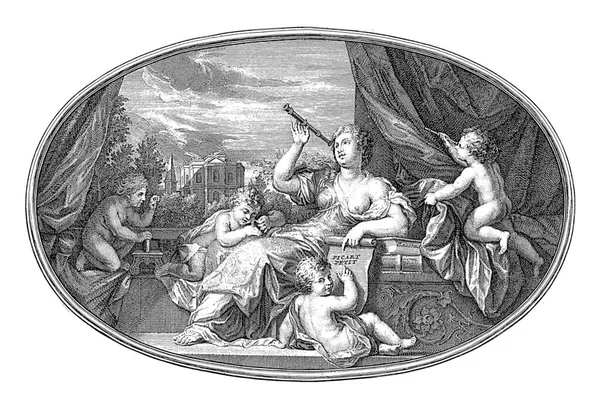 Ceiling Piece Personification Zichtkunde Vintage Engraving — стокове фото