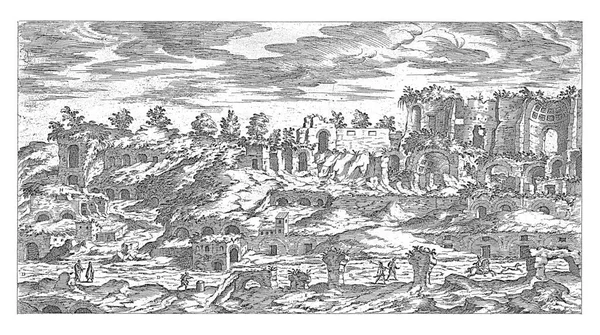 Палатин Римі Етьєн Дюперак 1575 Вид Руїни Палацу Римі Вінтажна — стокове фото