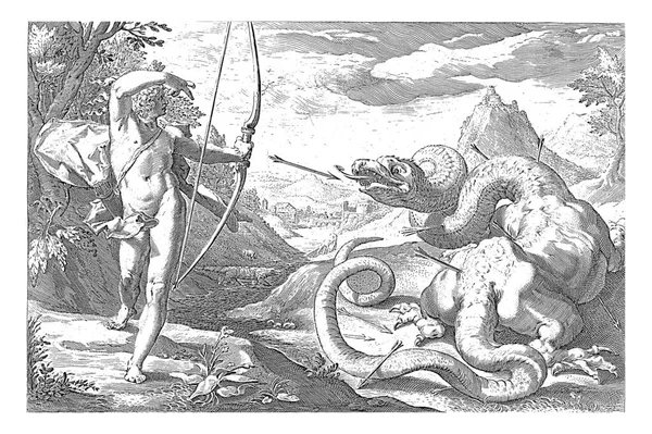 Apollo Tötet Die Riesenschlange Python Hier Eher Wie Ein Drache — Stockfoto