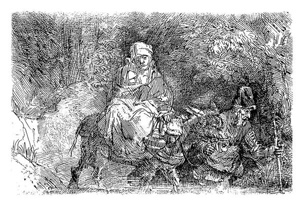 Fuga Egitto Attraversare Torrente Rembrandt Van Rijn 1807 1808 Incisione — Foto Stock