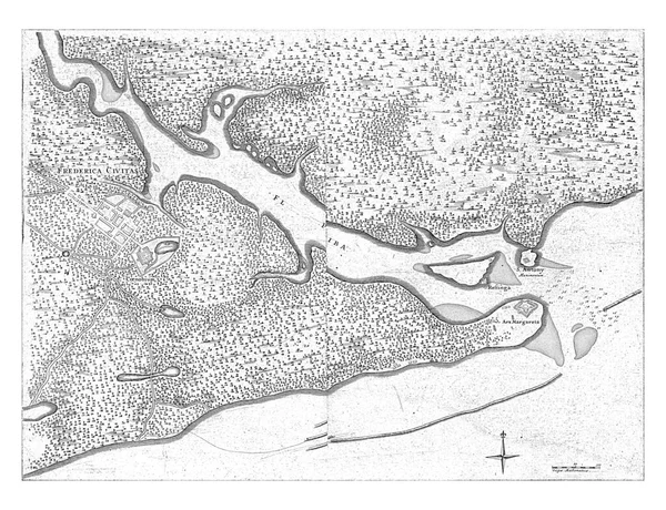 パライバ川河口の砦の地図 1636 1644 パライバ川河口の砦の地図 1636 1644 ヴィンテージ彫刻 — ストック写真