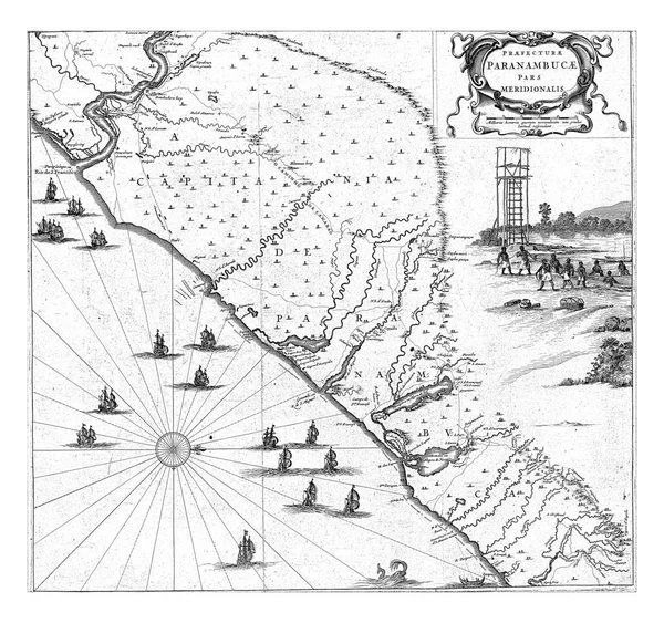 Mapa Costa Pernambuco Alto Desembocadura Del Río Sao Francisco Con —  Fotos de Stock