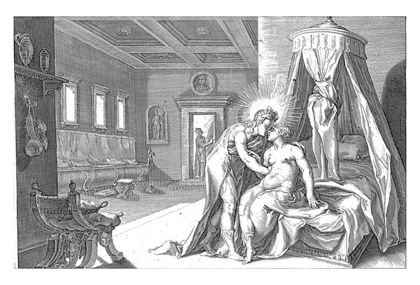 Apollo Seduces Leucothea Hendrick Goltzius Workshop Hendrick Goltzius 1728 Apollo — Stock Photo, Image