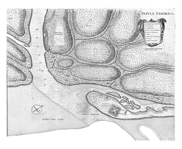 Карта Острова Итамарача Фортом Оранье 1636 1644 Ван Бростерхайзен После — стоковое фото
