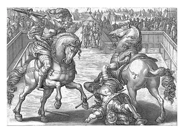 Giovanni Medici Παρατσούκλι Dalle Bande Nere Μονομαχία Μέσα Αρένα Αντίπαλός — Φωτογραφία Αρχείου