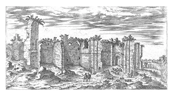 Руїни Каракалльських Купалень Римі Етьєн Дюперак 1575 Вид Руїн Каракалльських — стокове фото