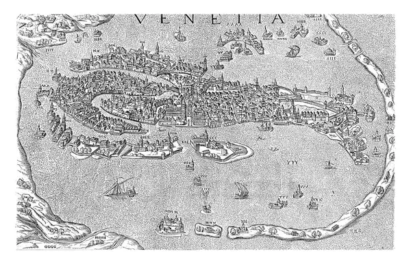 Carte Venise Anonyme 1550 1649 Carte Venise Avec Bâtiments Révolte — Photo