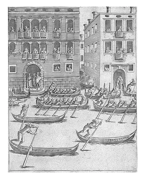 Competition Gondolas Rowing Boats Venice Foreground Competition Gondolas Rowing Boats — Stock Photo, Image