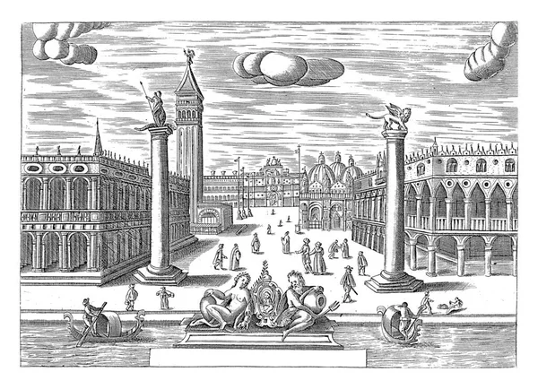 Ansicht Der Piazzetta Mit Links Die Biblioteca Marciana Und Der — Stockfoto