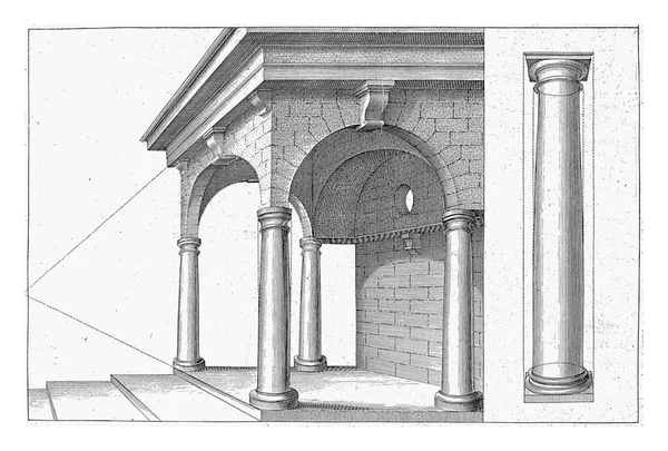 Portico Toszkán Rend Oszlopaival Portico Toszkán Rend Oszlopaival Doric Rend — Stock Fotó