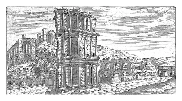 ローマのセプティオニウム エティエンヌ デュパラック 1575セプティオニウムの遺跡のビュー 皇帝セプティオスセウェルスによって建てられたニンファウム ローマで ヴィンテージ彫刻 — ストック写真