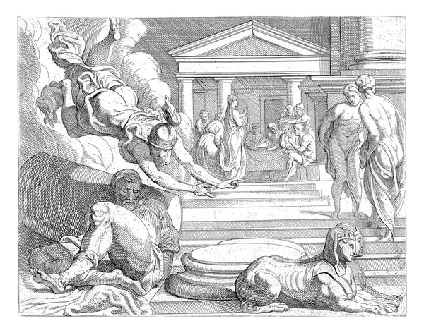 Minerva Urges Odysseus Ask Arch Minerva Visits Sleeping Odysseus Urges — Stock Photo, Image