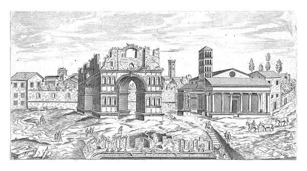 Arco Janus Roma Etienne Duperac 1575 Vista Los Restos Del —  Fotos de Stock