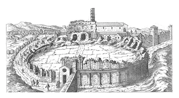 Amphitheatrum Castrense Rome Etienne Duprace 1575 Widok Pozostałości Zamku Amfiteatralnego — Zdjęcie stockowe