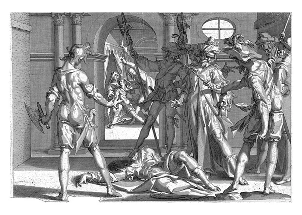 弁護士Aemilius Papinianusはちょうどカラカラ皇帝の命令で斬首されました ヴィンテージ彫刻 — ストック写真