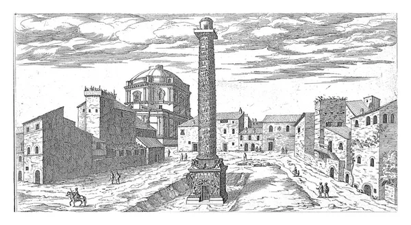 Forum Trajan Column Trajan Rome Etienne Duperac 1575 Άποψη Του — Φωτογραφία Αρχείου