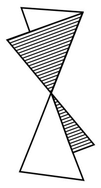 Uçakların yan yüzleri arasındaki dikdörtgen açılar ortak bir kenar, klasik çizgi çizimi veya kabartma çizimi.