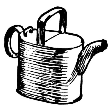 Sulama kutusu, bir kap, genellikle kapağı kapalı bir açıklık, elle tutmak için bir tutacağı ve suyun servis edildiği bir ağız, klasik çizgi çizimi veya oyma çizimi.