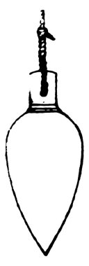 Tesisat hattının ucuna, vintage çizimine ya da kabartma resimlerine iliştirilmiş sınırlı şekilli bir metal bob veya ağırlık.