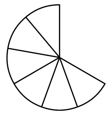 Altı eşit parçaya bölünmüş bir çember, 6 / 9 'luk, klasik çizgi çizimi ya da gravür illüstrasyonuna sahip.