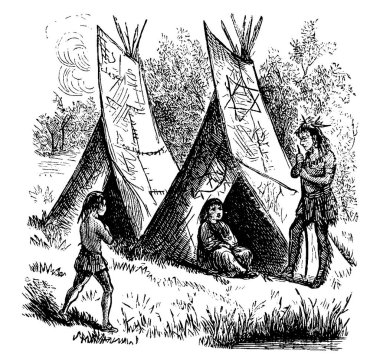 Ormanlık bölgelerde Algonquian Kızılderilileri tarafından kullanılan Amerikan Yerlileri evleri. Wigwam, Abenaki kabilesinde ev anlamına gelir ve wetu da Wampanoag kabilesinde ev anlamına gelir. 