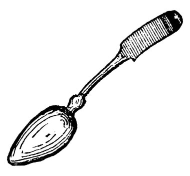 Basit tasarım, klasik çizgi çizimi veya gravür çizimi ile dizayn edilmiş bir çay kaşığı..