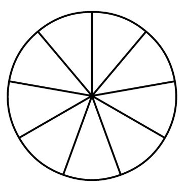  Çember şekli 9 parçaya eşit olarak bölünür, klasik çizgi çizimi veya gravür çizimi