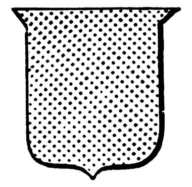 Ya da (altın) bir kalkanda, klasik çizimde ya da gravürde gösterilir..